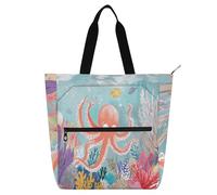 sanluoli Animal Sea Hiding in The Coral Reef Kids Book Tote per bambini, studenti, adulti, gotico, grande, riutilizzabile, borsa da spiaggia con cerniera per scuola, shopping, viaggi, forniture
