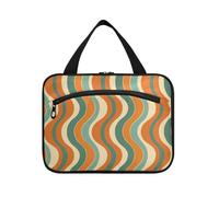 sanluoli Arancione e Teal Seamless Pattern appeso borse cosmetiche per le donne con gancio, accessori di design borsa da barba per gli uomini per le donne deve vacanza bolsos para hombre, arancia, e