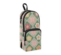 sanluoli Astuccio a 3 scomparti in nylon con motivo floreale scozzese e astucci multiuso ed estetici per scuola universitaria cancelleria per studenti licei, 1600 ml