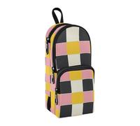 sanluoli Astuccio a 3 scomparti in nylon giallo pastello con manico, grande capacità, organizer per cancelleria per bambini, scuola media, 1600 ml