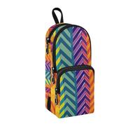 sanluoli Astuccio grande in nylon con bordi arcobaleno a 3 scomparti, grande capacità, astuccio per matite, cancelleria scolastica per ragazze, elementare, 1600 ml