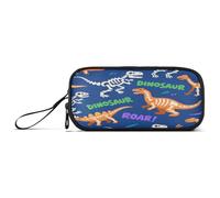 sanluoli Astuccio in nylon con anchilosauro T-rex ruggente con teschio arancione scuro per adolescenti, grande capacità, astuccio per cancelleria per ragazze adolescenti delle scuole medie