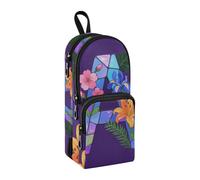 sanluoli Astuccio in vetro con lettera A in nylon, 3 scomparti, per la scuola, per lo studio e multifunzionale, in rete, per penne e matite, per studenti elementari, 1600 ml