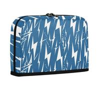 sanluoli Astuccio organizer per matite di grande capacità, borsa cosmetica, organizer multiuso per cancelleria per adulti, ufficio, fulmini, blu e bianco