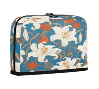 sanluoli Astuccio per il trasporto di matite di grande capacità borse per il trucco con scomparto portapenne per ragazzi materiale scolastico piatto motivo geometrico giglio colorato