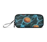 sanluoli Astuccio per matite con pallacanestro con fulmine blu verde nylon per adolescenti astuccio grande capacità per ragazze adolescenti cancelleria per insegnanti di scuola