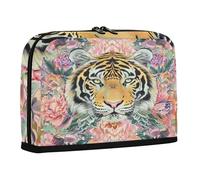 sanluoli Astuccio per matite di grande capacità, borsa per il trucco, ampia apertura, astuccio per cancelleria per insegnanti, scuola, stile boho, fiore, floreale, tigri gialle
