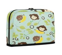 sanluoli Astuccio per matite di grande capacità borsa per il trucco astuccio portatile per cancelleria per gli uomini scuola superiore carino cartone animato scimmie banane