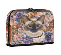 sanluoli Astuccio per matite di grande capacità, borsa per il trucco, borsa portatile per cancelleria per ragazzi ragazzi forniture per la scuola superiore Boho gatto fiore primavera retrò