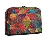 sanluoli Astuccio per matite di grande capacità, con cerniera, per cancelleria e penne, per adulti, materiale scolastico, triangoli patchwork colorati, design unico