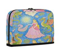 sanluoli Astuccio per matite di grande capacità, organizer espandibile per cancelleria, per adolescenti, ragazzi, viaggi, arte, pittura, blu, principessa, drago