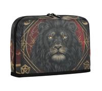 sanluoli Astuccio per matite di grande capacità, organizer morbido per cancelleria, per uomini, scuola, fantasia, animale, mistico, nero, leone