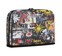 sanluoli Astuccio per matite di grande capacità, organizer per cosmetici, grande capacità, per insegnanti, università, graffiti, sole, giallo, nero, arte