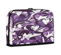 sanluoli Astuccio per matite e penne di grande capacità, borsa morbida per cancelleria per adolescenti, forniture scolastiche preppy, graffiti, arte astratta, viola, cuori bianchi