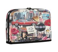 sanluoli Astuccio per matite, grande capacità, organizer da scrivania per adulti, stile retrò, collage, alla moda