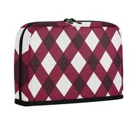 sanluoli Astuccio per matite grande capacità, portamonete multiuso per studenti universitari, universitari, traduzioni, rosso scuro, a scacchi, rombi, plaid