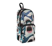 sanluoli Astuccio per matite grande con 3 scomparti in nylon colorato con squalo, per ragazzi e ragazzi, grande astuccio multifunzionale per cancelleria scolastica per bambini al liceo, 1600 ml