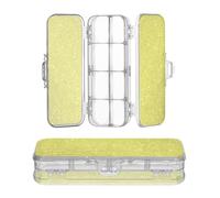 sanluoli Astuccio per matite in plastica trasparente a 2 strati, trasparente, con stelline, per articoli di cancelleria, con coperchio a scatto