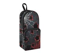 sanluoli Astuccio portamatite a 3 scomparti in nylon con ragnatela bianca gotica per bambini, multiuso ed estetico, astuccio per cancelleria, per adolescenti, liceo, 1600 ml
