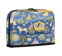 sanluoli Astuccio portamatite grande capacità borsa cosmetica semplice moneta per le donne scuola blu arte pittura principessa carrozza