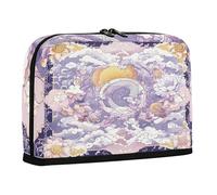 sanluoli Astuccio portamatite, grande capacità, multifunzionale, multiuso, per studenti universitari, viola, arte floreale vintage