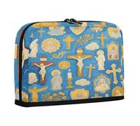 sanluoli Astuccio portamatite, grande capacità, verticale, morbido organizer per cancelleria, per adolescenti, università, pittura a olio, chiesa, blu