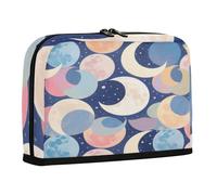 sanluoli Astuccio portapenne di grande capacità, organizer espandibile per adulti, per la scuola, colorato, con luna, cartone animato