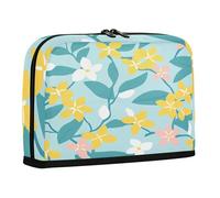 sanluoli Astuccio portapenne di grande capacità, organizer per penne, borsa multiuso ad alta capacità, per ragazzi da viaggio, linea semplice, fiore giallo blu