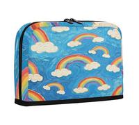 sanluoli Astuccio portapenne di grande capacità, organizer semplice, multiuso, per adolescenti, università, arte, pittura a olio, blu arcobaleno