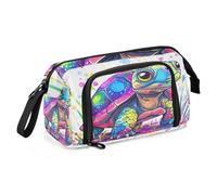 sanluoli Astuccio portapenne grande capacità astuccio rigido con cerniera extra large astuccio per studenti pittura a olio elementare sentimento carino gatto