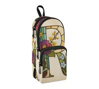 sanluoli Astuccio portapenne in vetro con lettera R in nylon, 3 scomparti, astuccio per matite e matite multifunzionali, cancelleria per la scuola per uomini, elementare, 1600 ml