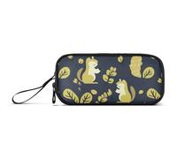 sanluoli Astuccio scolastico in nylon ad alta capacità con scoiattolo nocciola verde lime e blu navy astuccio per cancelleria con cerniera per uomo