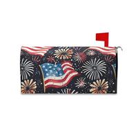sanluoli Bandiera americana Fuochi d'artificio Acquerelli 4 luglio Casella Postale Magnetica Coperture per Autunno Divertimento Mardi Gras Caselle Postali Coperture Magnetiche 52,8x64,5 cm Caja de