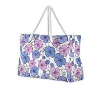sanluoli Bianco Viola Bold Lines Fiori Bloom Portatile Duffel Bag Sport Tote con tasche laterali Grandi Borse Tote con portabicchieri sul lato