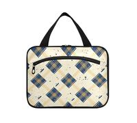 sanluoli Blu Beige Plaids appeso trucco borsa cosmetica da viaggio con gancio, designer multifunzionale borsa da barba per gli uomini per viaggio essenziali vacanza envase para profumo de, plaid beige