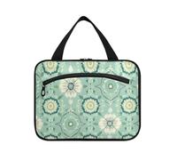 sanluoli Bohemian Flowers Mandala Pattern appeso mens borsa da toilette con gancio, designer essenziale borsa trucco per auto per papà lavoro bolsa para guardar maquillaje, Motivo mandala con fiori
