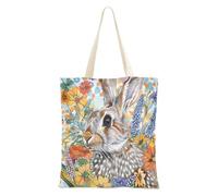sanluoli Boho Coniglietto di Pasqua Carino Canvas Tote Bags riutilizzabile Canvas Borse Per Le Donne Drogheria & Farmers Market 40,6 x 38,1 cm scuola essenziale