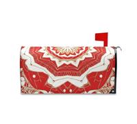 sanluoli Boho Merry Christmas Mandala rosso decorativo magnetico copertura per cassetta postale per San Valentino carino estate copertura cassetta postale 52,8 x 64,5 cm