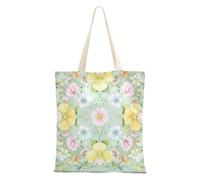 sanluoli Boho Semplice Verde Blossom Canvas Tote Bag Grande Capacità Borsa Della Borsa Della Borsa Della Grocery & Farmers Market 40,6 x 38,1 cm Scuola Essenziale