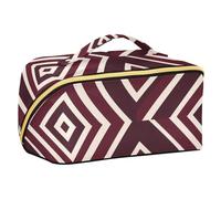 sanluoli Bold Lines Aztec Borgogna Toiletry Bag con divisori Grandi Borse da viaggio per le donne Accessori da viaggio