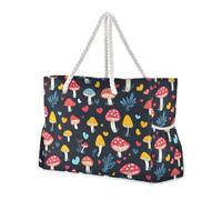 sanluoli Borsa a mano a forma di fungo, per San Valentino, nera, robusta, con cerniera e tasche laterali, grande borsa da spiaggia per piscina, palestra, generi alimentari e viaggi