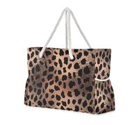 sanluoli Borsa a mano robusta con stampa leopardata in oro rosa con tasche laterali Sport Weekender per spiaggia, scuola e lavoro