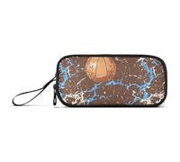 sanluoli Borsa a tema basket con fulmine blu marrone in nylon grande cerniera astuccio per matite universitarie borsa di cancelleria per uomini scolastici preppy