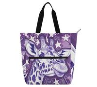 sanluoli Borsa a tracolla per libri con viso viola con giraffa, per ragazzi e ragazze, adulti, gotica, leggera, con tasche con cerniera, per scuola, shopping, generi alimentari, forniture scolastiche