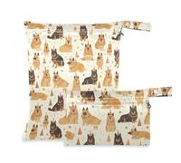 sanluoli Borsa bagnata lavabile per pannolini, confezione da 2 sacchetti bagnati per costume da bagno con manici per fare il bagno, palestra (cane tedesco carino compleanno felice)
