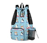 sanluoli Borsa blu della corda degli zaini del cordone dei cani svegli con separazione bagnata asciutta delle tasche