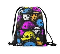 sanluoli Borsa con coulisse per uomo alla moda borsa da palestra da donna con tasche in rete per bottiglia d'acqua 45,7 x 33 cm