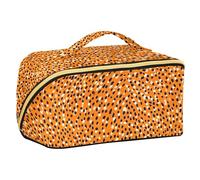 sanluoli Borsa cosmetica arancione della stampa del leopardo con la grande borsa cosmetica dei divisori per l'indipendenza verticale delle donne