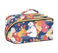 sanluoli Borsa cosmetica blu giapponese degli orsi polari con i divisori Borsa cosmetica leggera per gli accessori da viaggio delle donne