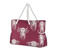 sanluoli Borsa da lavoro robusta con tasche laterali, motivo mucca scozzese, bordeaux, con tasche laterali e tasche con cerniera